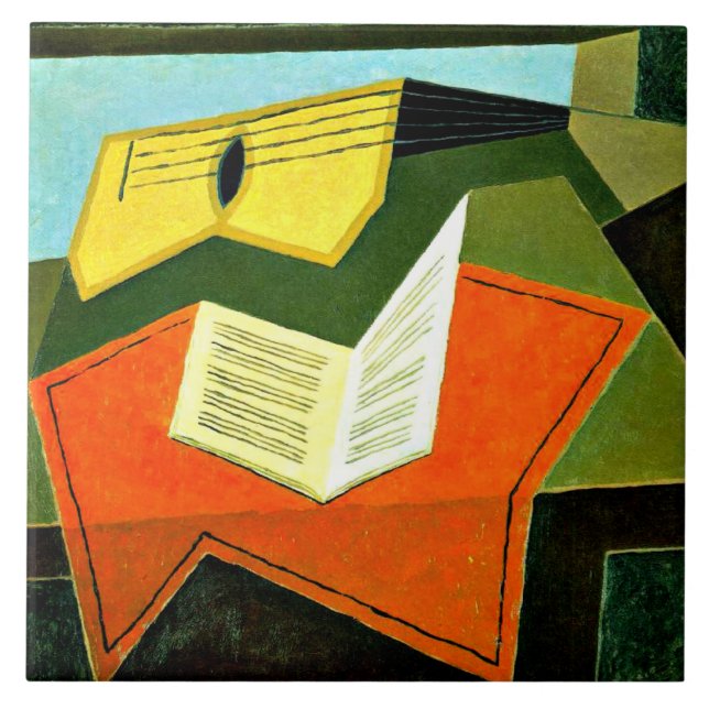 Gitarre und Musikpapier Fliese (Vorderseite)