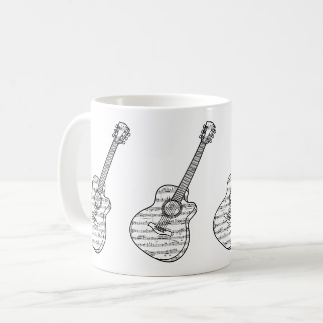 Gitarre und Noten Kaffeetasse (Vorderseite Links)