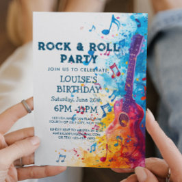 Gitarre und Noten Rock and Roll Party Einladung