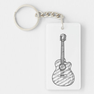 Gitarre und Noten  Schlüsselanhänger