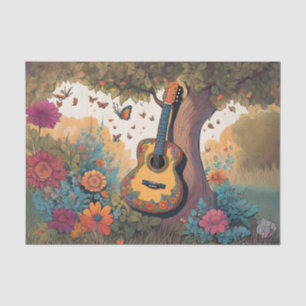 Gitarre unter dem Baum Dekoratives Seidenpapier