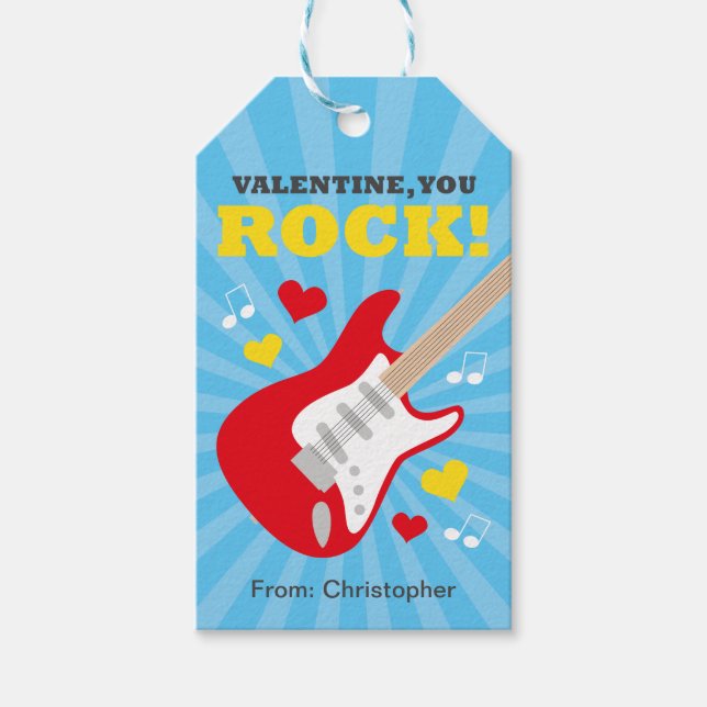 Gitarre Valentine-Geschenk Tag für Kinder Geschenkanhänger (Vorderseite)