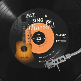 Gitarre Vintag Record Music Score Musiker Hochzeit Einladung
