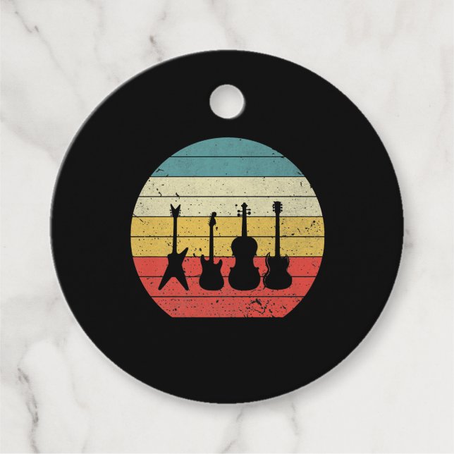 Gitarre Vintag Retro Sunset Gitarre Musikgeschenk Geschenkanhänger (Vorderseite)