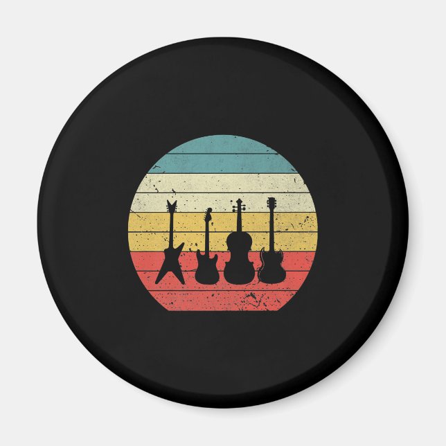 Gitarre Vintag Retro Sunset Gitarre Musikgeschenk Magnet (Vorne)