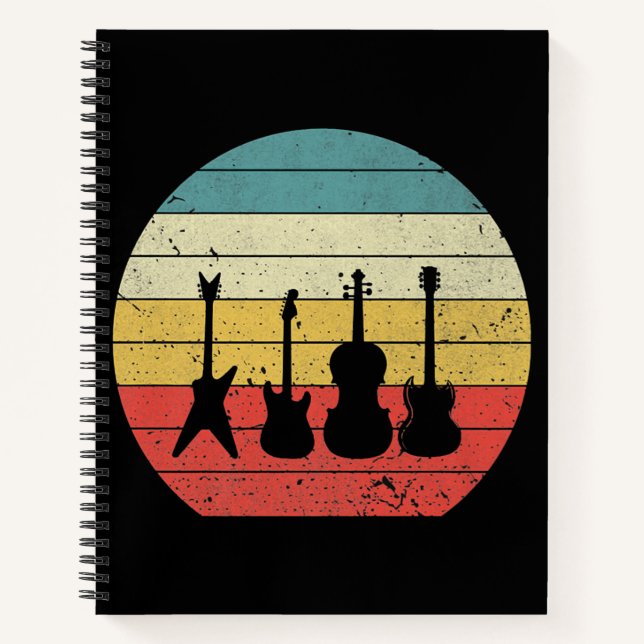 Gitarre Vintag Retro Sunset Gitarre Musikgeschenk Notizbuch (Vorderseite)
