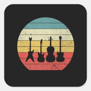 Gitarre Vintag Retro Sunset Gitarre Musikgeschenk Quadratischer Aufkleber