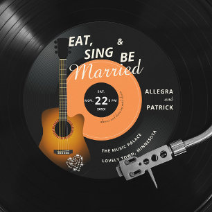 Gitarre Vinyl Record Music Themed Musician Wedding Einladung