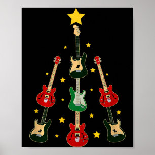 Gitarre Weihnachtsbaum Musikalische Gitarrenliebha Poster