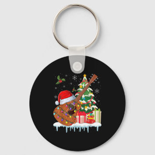 Gitarre Weihnachtsmann Hut Weihnachten Musiker Git Schlüsselanhänger