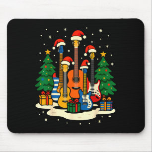 Gitarre Weihnachtsmann Hut Weihnachtsbaum Licht Lu Mousepad