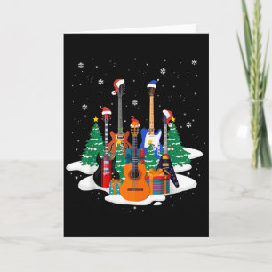 Gitarre Weihnachtsmann Hut Weihnachtsbaum Lustige Karte