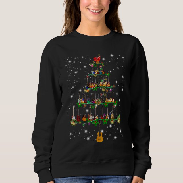 Gitarre Weihnachtsmannmütze Weihnachten Bäume Musi Sweatshirt (Vorderseite)