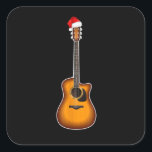 Gitarre Weihnachtsmannmütze Weihnachten Pajama Dek Quadratischer Aufkleber<br><div class="desc">Gitarre Weihnachtsmannmütze Weihnachten Pajama Dekorationen</div>