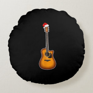 Gitarre Weihnachtsmannmütze Weihnachten Pajama Dek Rundes Kissen