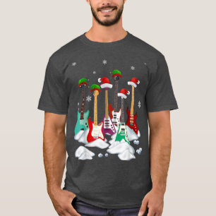 Gitarre Weihnachtsmannmütze Weihnachtsbaum Funny M T-Shirt
