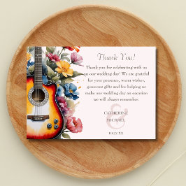 Gitarre Wildblume Ampere und Musikhochzeit Dankeskarte