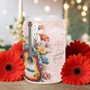 Gitarre Wildblume Et-Zeichen Musikalische Hochzeit Dosenglas