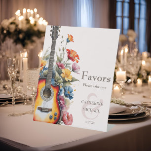 Gitarre Wildblume Et-Zeichen Musikalische Hochzeit Sockelschild
