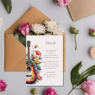 Gitarre Wildblume Musical Country Spring Wedding Begleitkarte