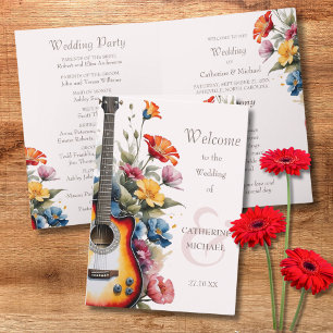 Gitarre Wildblume Musical Country Spring Wedding Programm