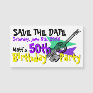 Gitarren-50. Geburtstags-Party Save the Date Magnetkarte