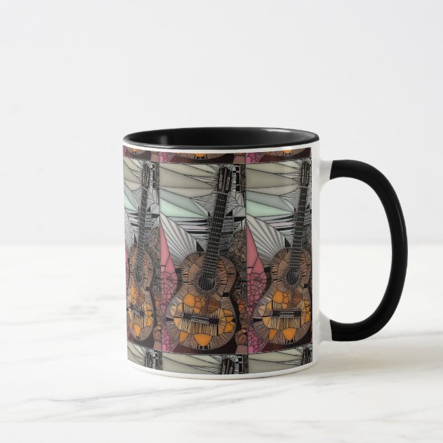 Gitarren-beflecktes Glas-Tasse Kaffeetasse (Rechts)