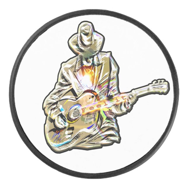 Gitarren Blues Mann - Feel it      Eishockey Puck (Vorderseite)
