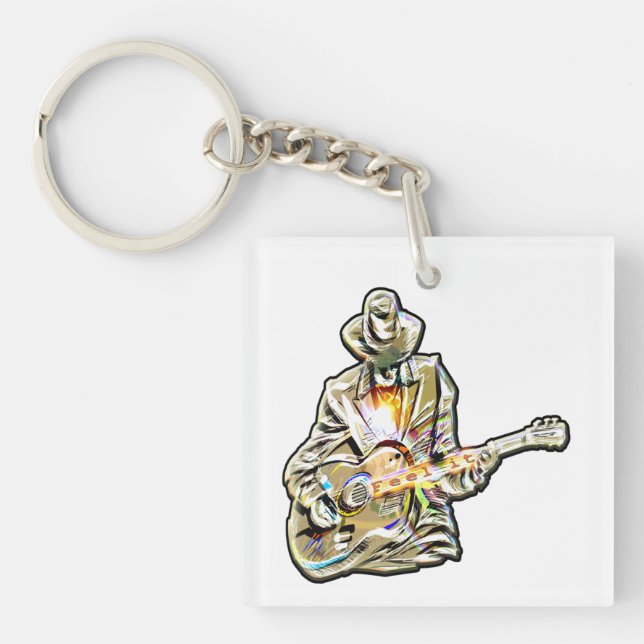 Gitarren Blues Mann - Feel it  Schlüsselanhänger (Vorderseite)