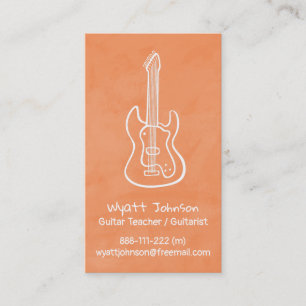 Gitarren-Doodle Gitarrist Orange Visitenkarten Visitenkarte