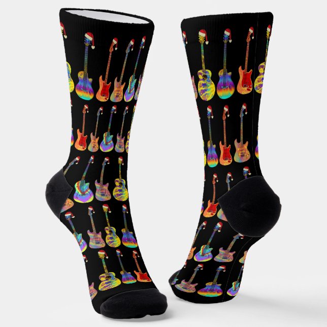 Gitarren farbenfrohe Weihnachten Socken (Gewinkelt)