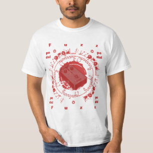 Gitarren-Fäserchen-Pedal, rote weiße Collage T-Shirt