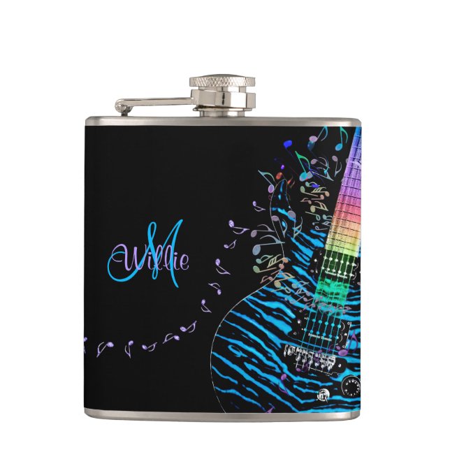 Gitarren-Flasche des n des Monogramm-Musiknotens Flachmann (Vorderseite)