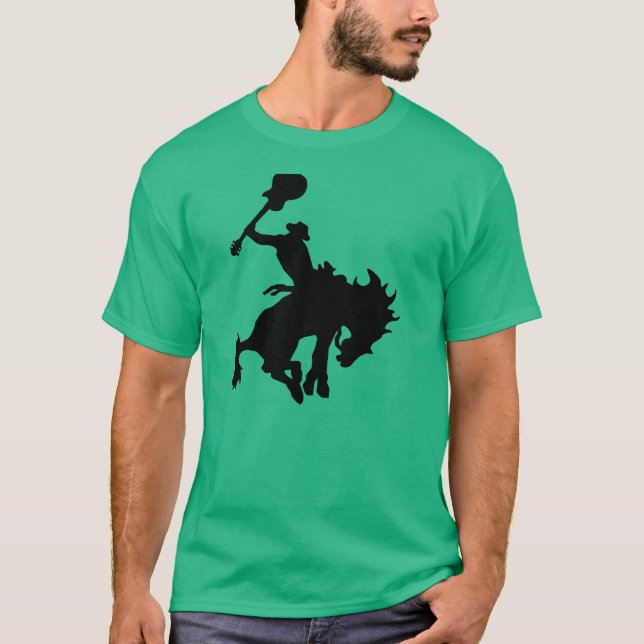 Gitarren-Heldrodeocowboy zu Pferd T-Shirt (Vorderseite)