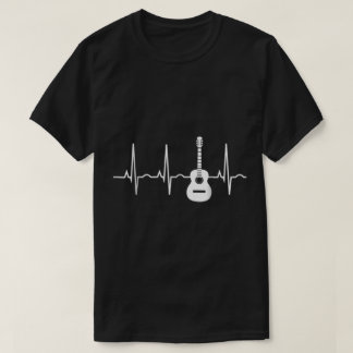 Gitarren-Herzschlag-Linien-Musikliebhaber-Design T-Shirt