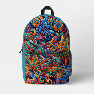 Gitarren im mandala-batik-Stil Bedruckter Rucksack