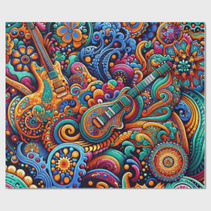 Gitarren im mandala-batik-Stil Geschenkpapier