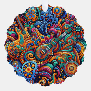 Gitarren im mandala-batik-Stil Ornament Karte