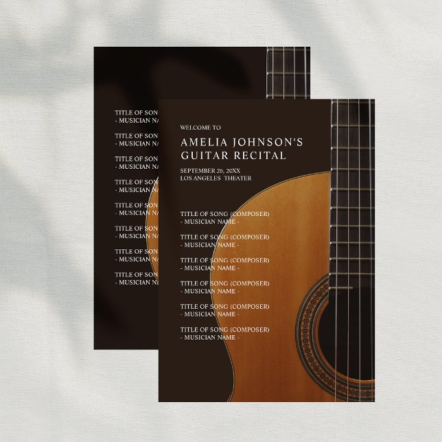 Gitarren-Klassik-Konzert-Programm Einladung (Guitar Classical Music Concert Recital Program)
