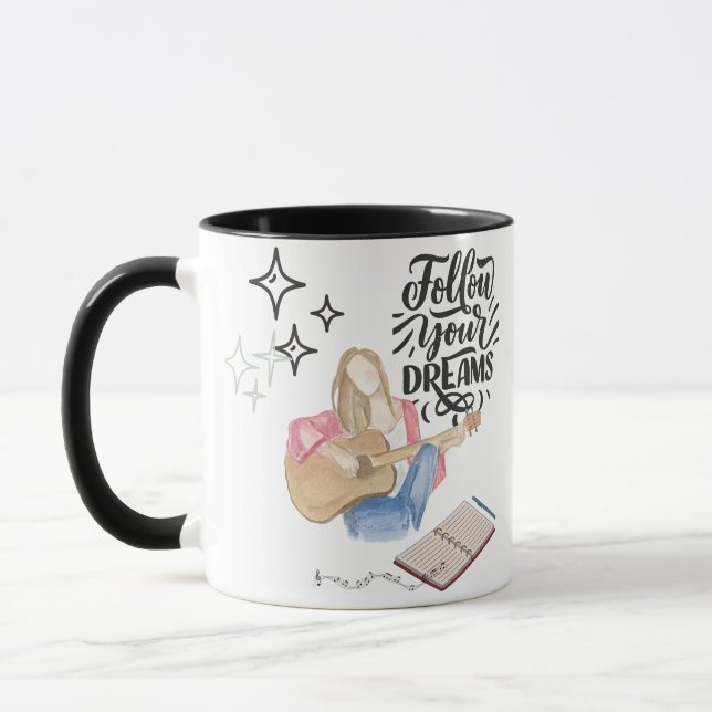 Gitarren-Mädchen-Vibe Tasse (Links)