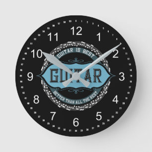 Gitarren-Musiknote Runde Wanduhr