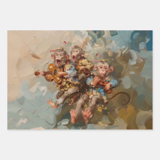 Gitarren - Ölgemälde - Geschenkpapier Set (Vorderseite)