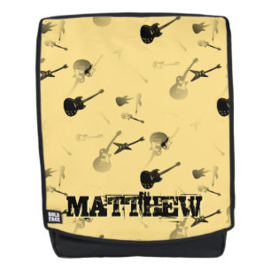 Gitarren Rock Schwarz-weiß mit Name Y Backpack Rucksack