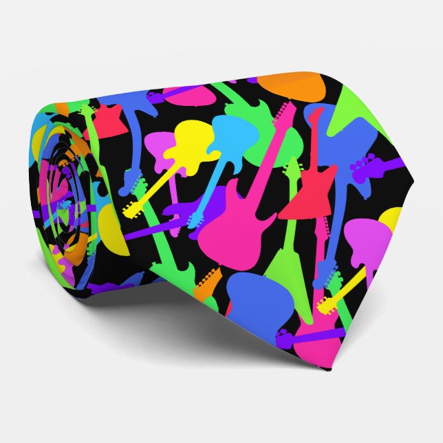 Gitarren-Spritzen-Muster Krawatte (Gerollt)