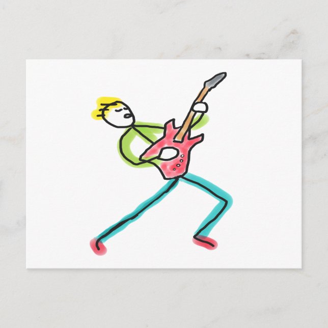 Gitarren-Strichmännchen Postkarte (Vorderseite)