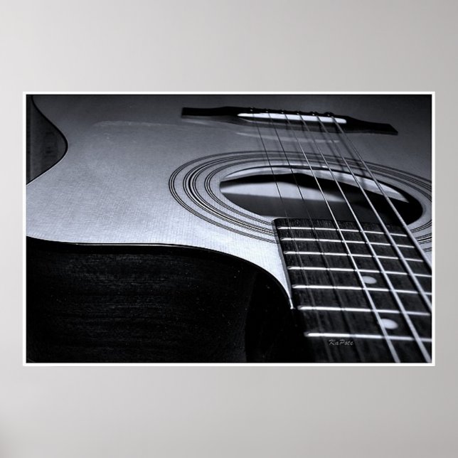 Gitarren Strings Leinwand BW Poster (Vorne)