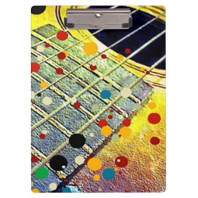 Gitarren Strings Musikalische Wasserfarbe Klemmbrett (Vorderseite)