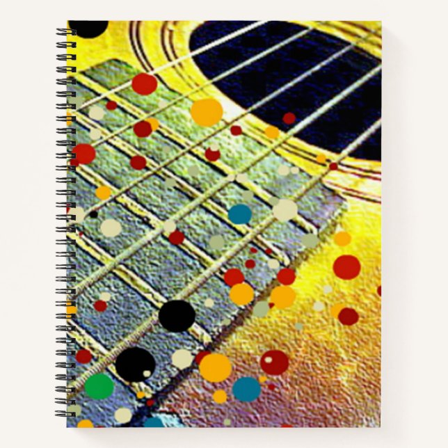 Gitarren Strings Musikalische Wasserfarbe Notizbuch (Vorderseite)