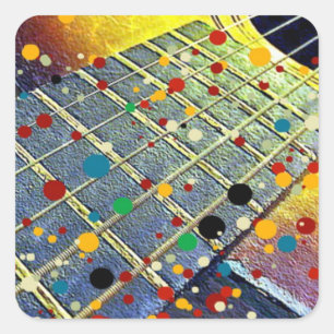 Gitarren Strings Musikalische Wasserfarbe Quadratischer Aufkleber
