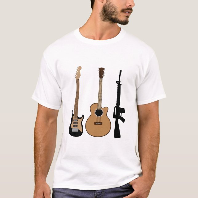 Gitarren und Gewehre T-Shirt (Vorderseite)